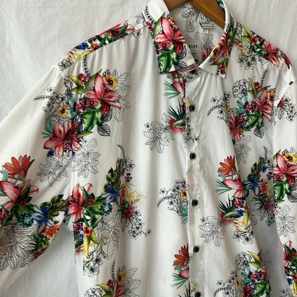 HAUPT Germany Men’s Cotton Floral Button Up Long Sleeve Shirt Size XL 17 1/2 - Picture 3 of 16